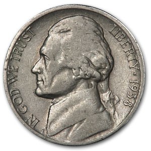 1938-S Jefferson Nickel Avg Circ 1938-S Jefferson Nickel Avg Circ